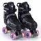 Kids Roller Skates for Girls Boys Teens 4 Sizes Adjustable Quad Skates with Light-up Wheels-Black