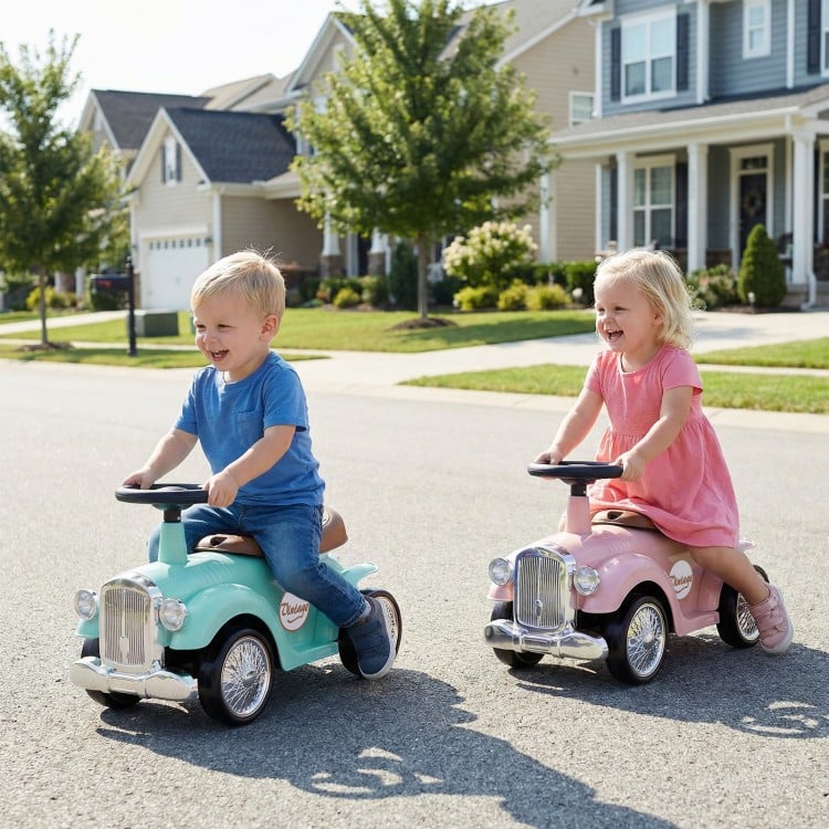 Kids Sit to Stand Vehicle with Working Steering Wheel and Under Seat Storage-Green