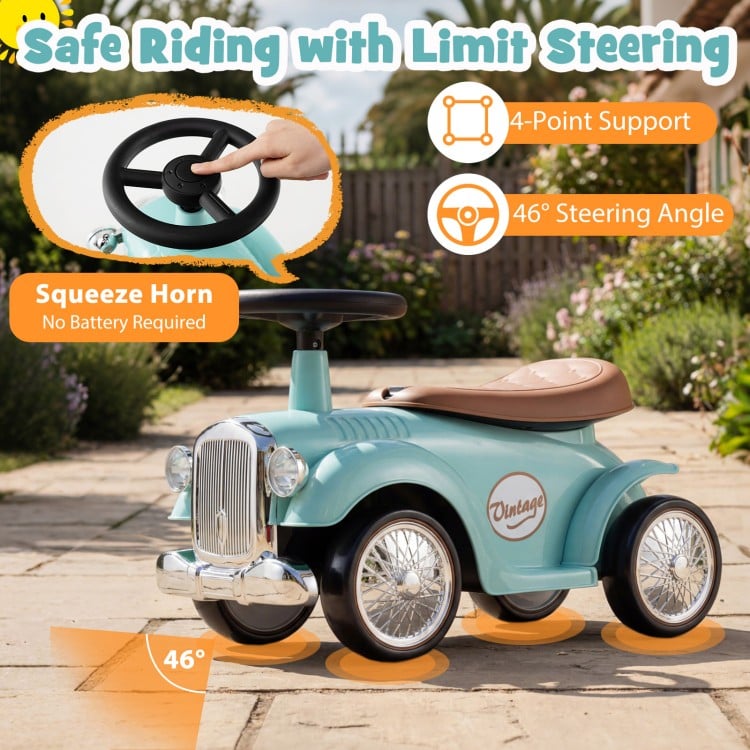 Kids Sit to Stand Vehicle with Working Steering Wheel and Under Seat Storage-Green