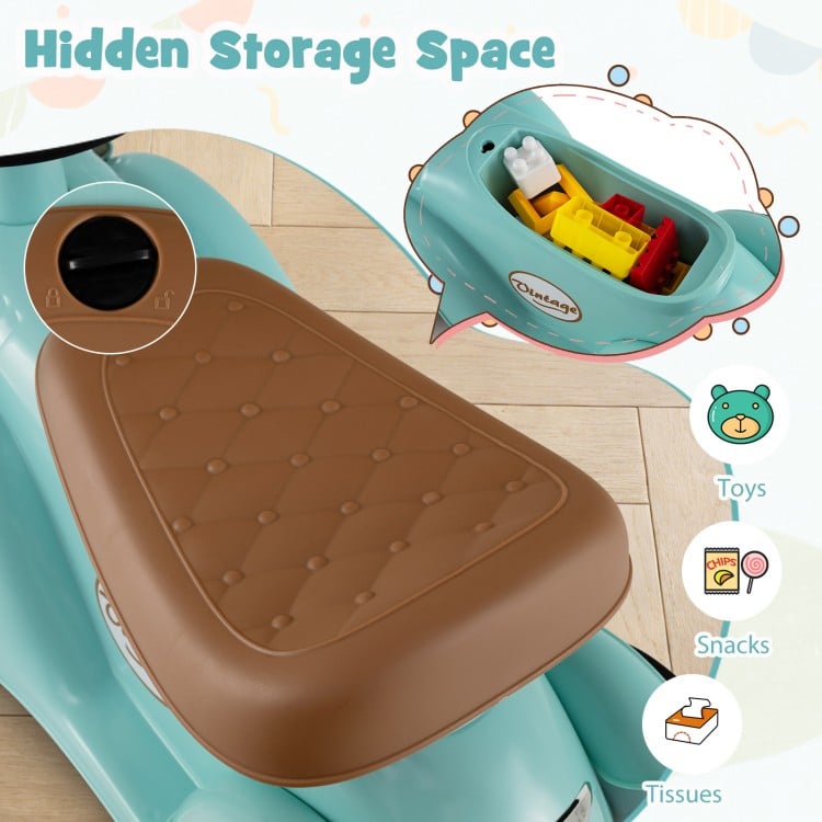 Kids Sit to Stand Vehicle with Working Steering Wheel and Under Seat Storage-Green