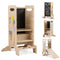 Kids Standing Tower with Detachable Chalkboard and Montessori Games for 3+ Years Old
