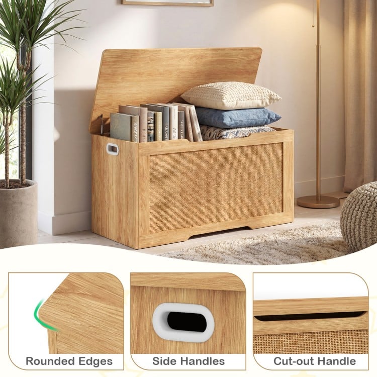 Kids Storage Bench 40 Inch Toy Box with Flip Top and Handles-Natural