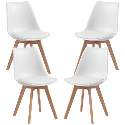 HOMCOM Dining Table Chairs Set of 4 Rubber Wood PU Leather Cushion Living Room Bedroom 