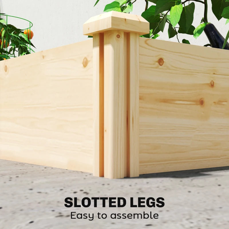 Wooden Raised Garden Bed, Outdoor Planter Box with Divider and Open Bottom for Flowers, Herbs, Vegetables, DIY Painting
