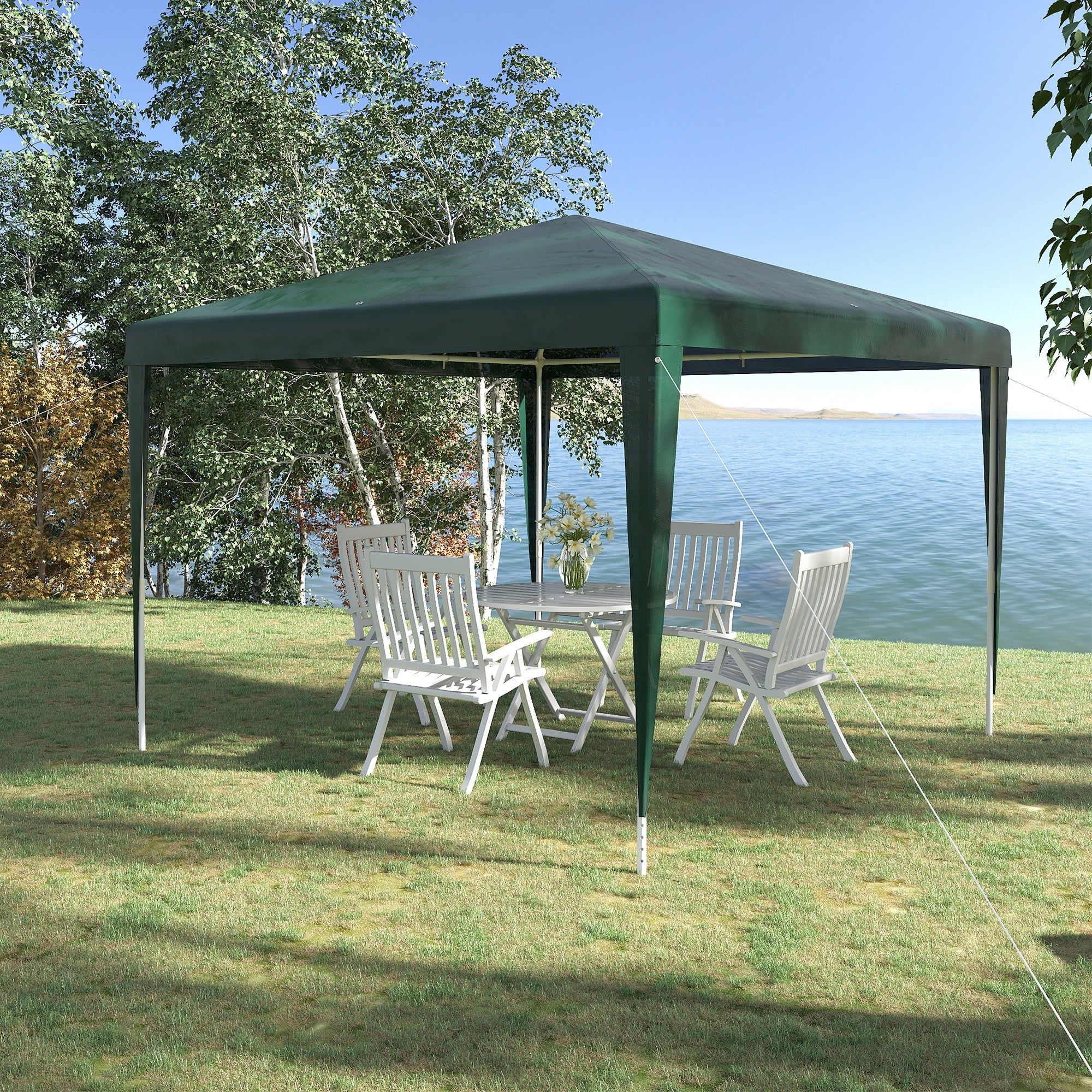 Outsunny Verdant Retreat: 10x10ft Folding Party Tent, Portable Gazebo Outdoor Canopy Garden Sunshade, Green Oasis 