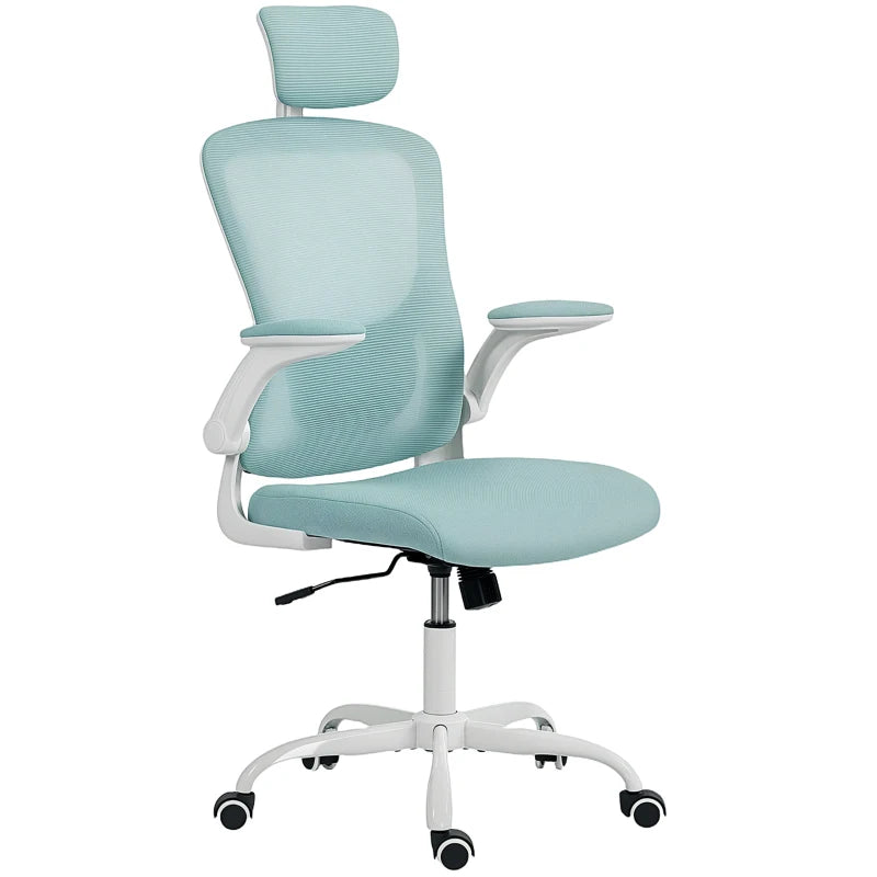Ergonomic Office Chair, Mesh Desk Chair with Adjustable Headrest, Lumbar Support and Height, Tilt Function, Light Green