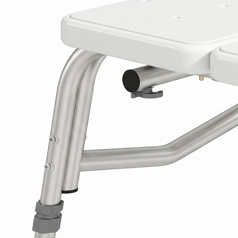 Tub Transfer Bench & Shower Chair with Adjustable Height, Armrest & Backrest – White