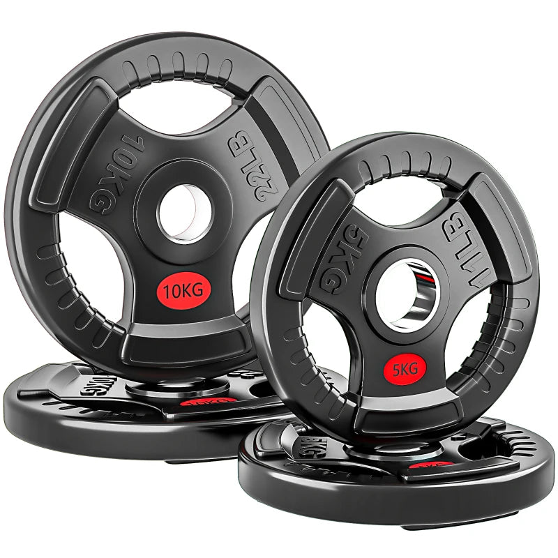 Soozier Weight Plates Set, 2-Inch Barbell Weights Set w/Tri-Grips for Weightlifting and Strength Training, 2 x 11lbs, 2 x 22lbs