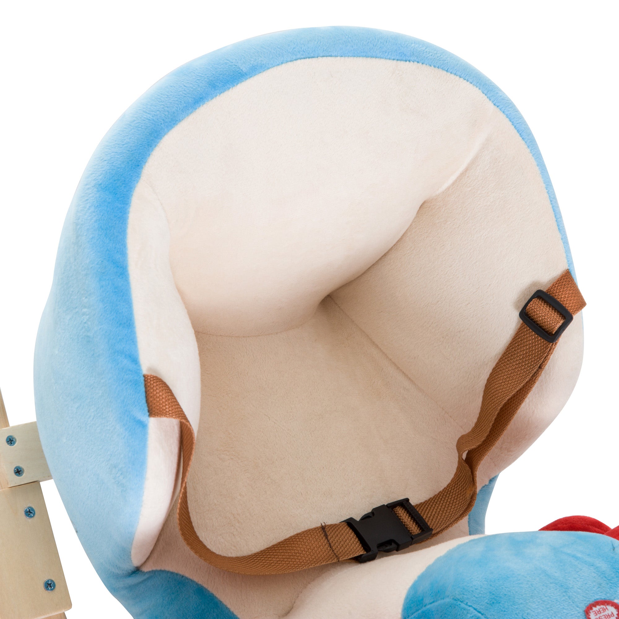 Qaba Kids Wooden Plush Ride-On Rocking Plane Chair Toy for Toddler Boy&Girl with Nursery Rhyme 