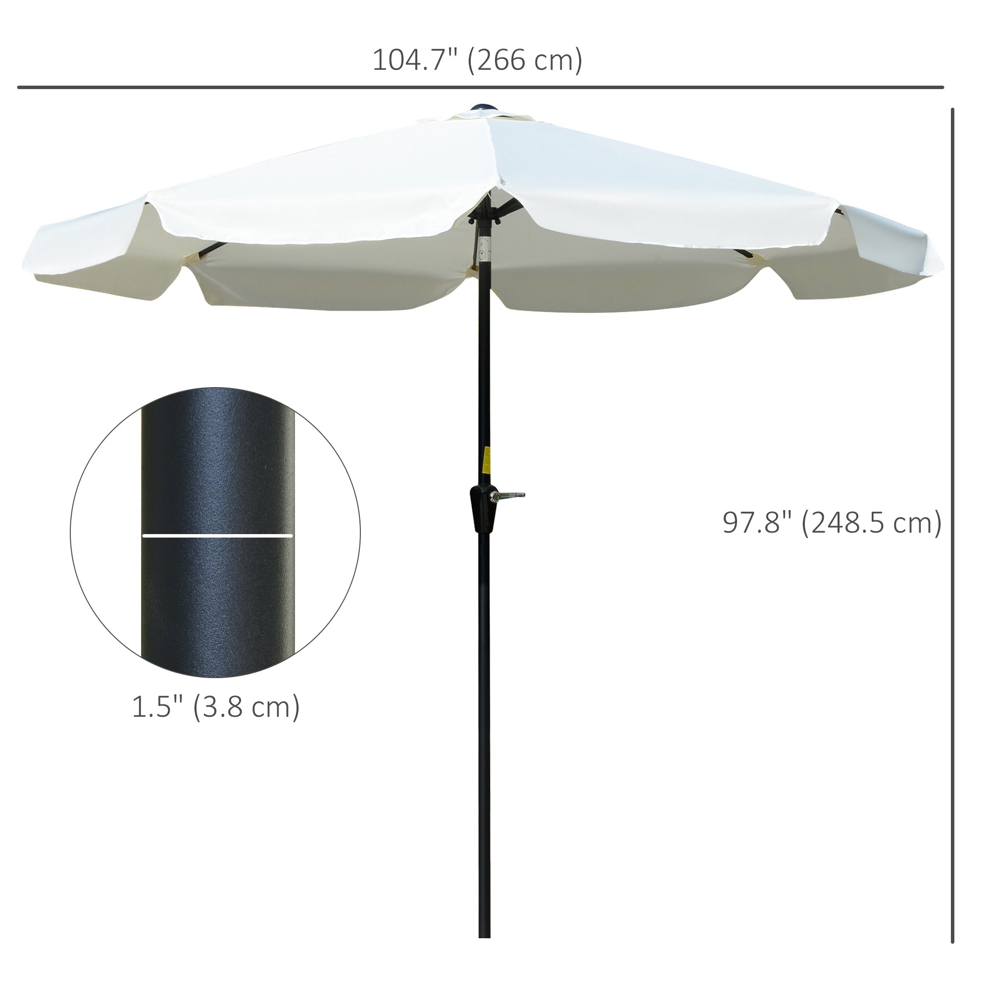 Outsunny Market Umbrella: 8.5ft Round Outdoor Table Umbrella with Tilt Crank for Patio Cream White 