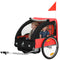 Aosom 2-Seat Child Bike Trailer for Kids with a Strong Steel Frame, 5-Point Safety Harnesses, & Comfortable Seat, Red