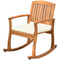 Outsunny Patio Rocking Chair, Indoor Outdoor Wooden Porch Rocker with Cushion for Deck, Balcony, Garden, Patio, Teak