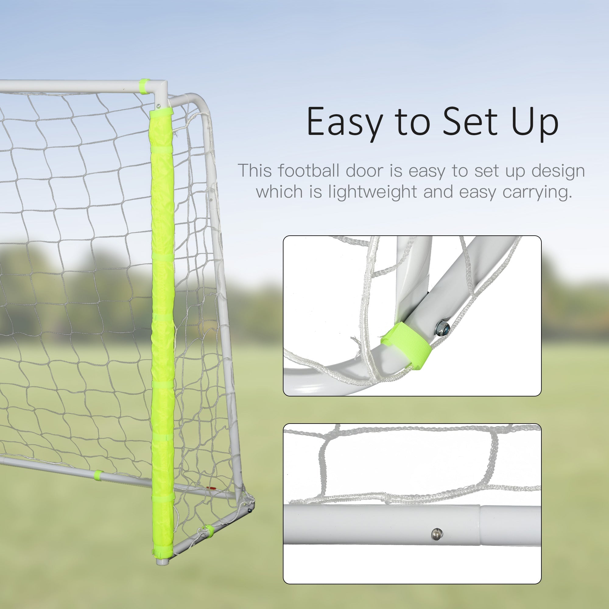 Soozier 6ft x 4ft Soccer Goal Net with Metal Frame, PE Mesh, Ground Stakes, Easy Assembly, Yellow 