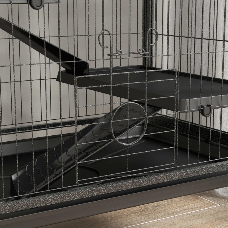 6-Tier Rolling Small Animal Cage, Deluxe Rabbit Cage, Ferret Cage for Mink Chinchilla Kitten Rabbit Charcoal Grey