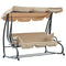 Outsunny Heavy-duty Metal 3 Seater Outdoor Swing Chair Garden Hammock Bed with Canopy and 2 Pillows Beige