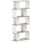 5-Tier Bookshelf, Geometric S Shaped Bookcase, Tall Narrow Display Shelf for for Living Room, Study Room, White