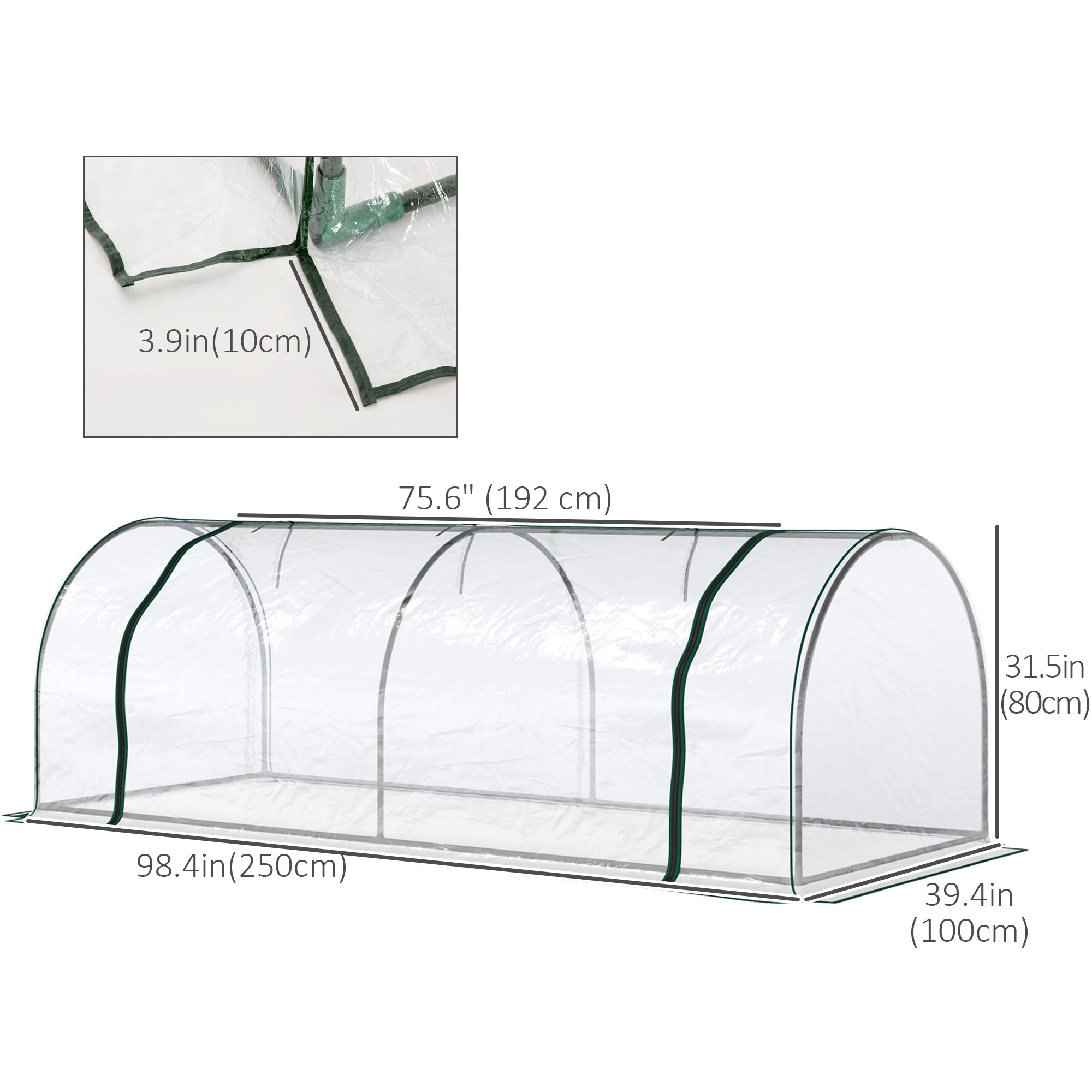 Outsunny Transparent Mini Greenhouse: 99"x39"x32" Portable Hot House with Zippered Doors for Indoor/Outdoor 