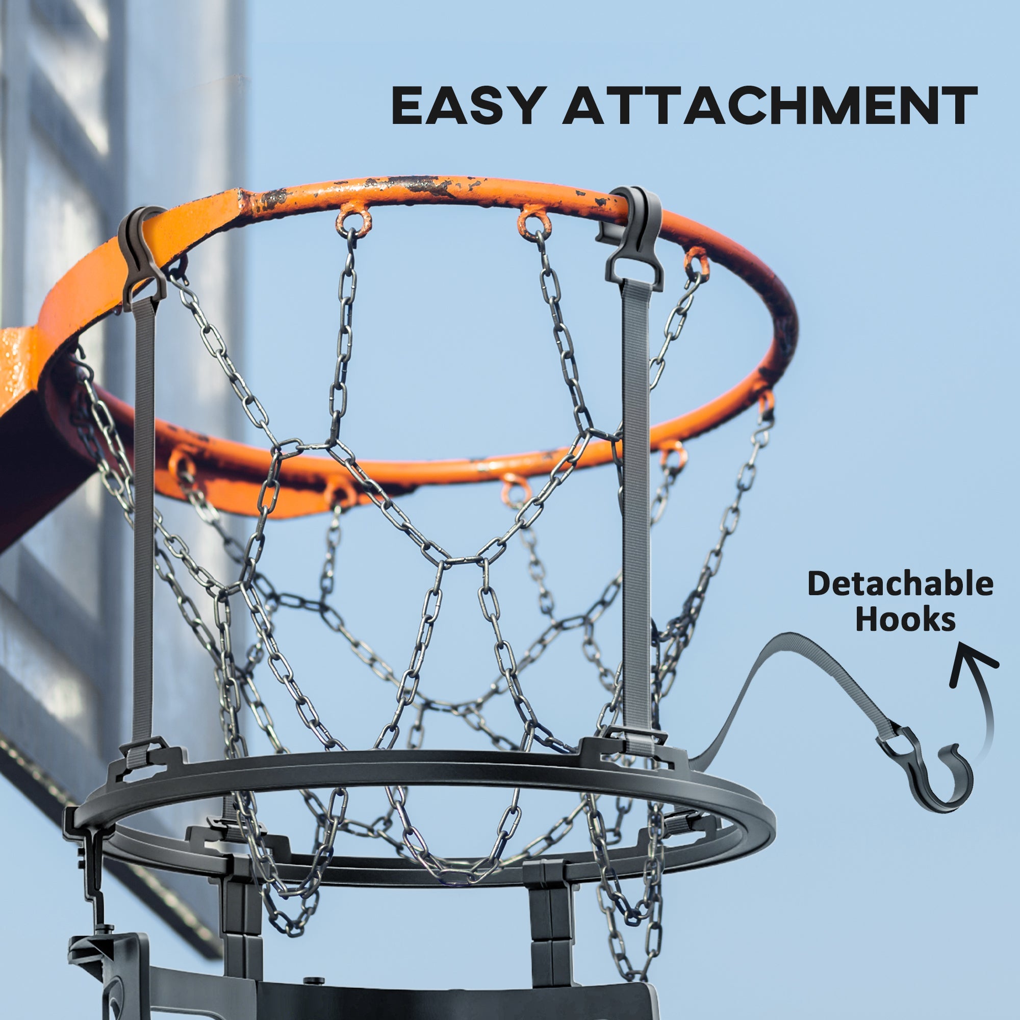 Soozier Basketball Hoop Ball Returner, Height Adjustable Basketball Rebounder with 360° Rotatable Return Chute, Black 