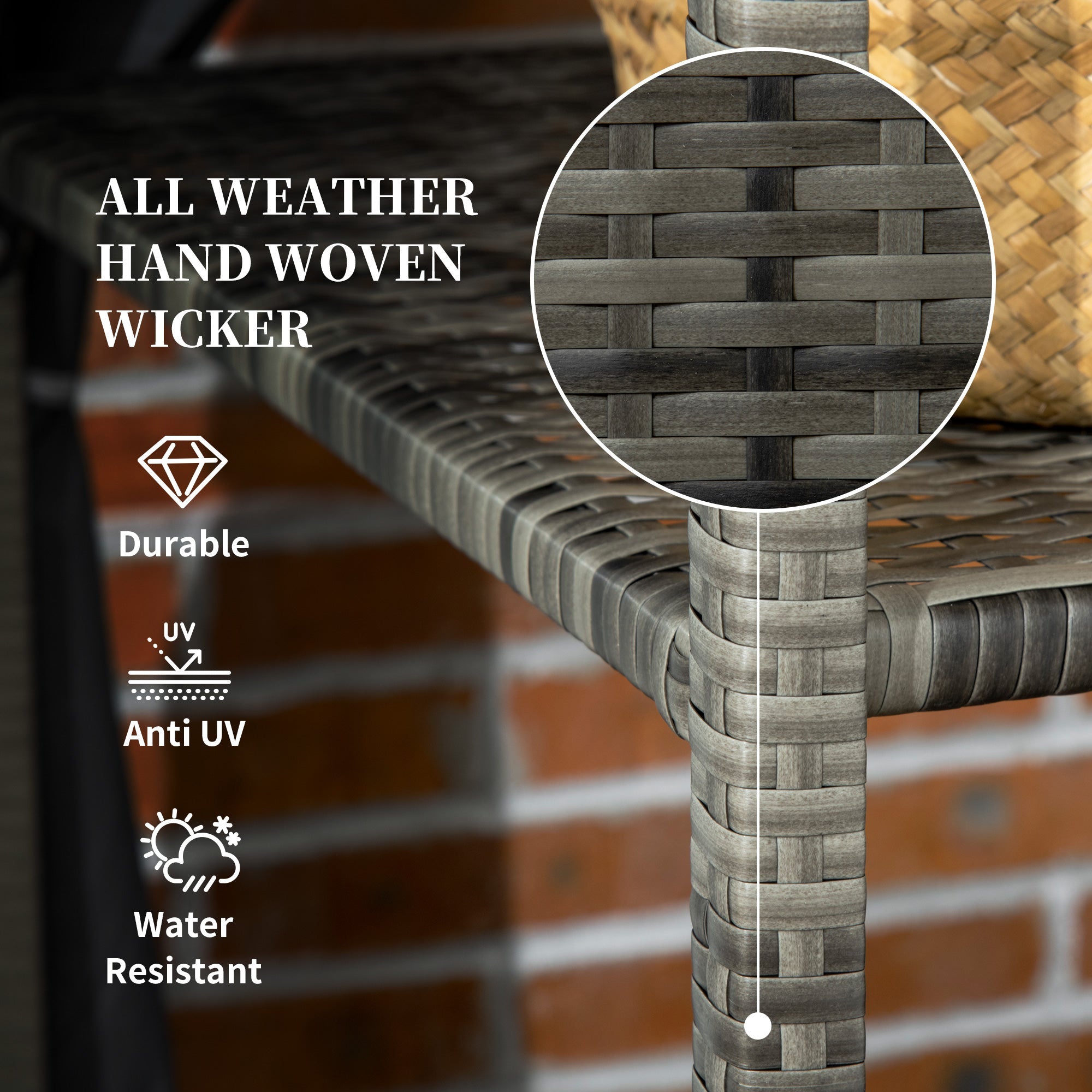 Outsunny Rolling Towel Rack Pool Outdoor Covered Caddy Shelf Basket PE Rattan Wicker 