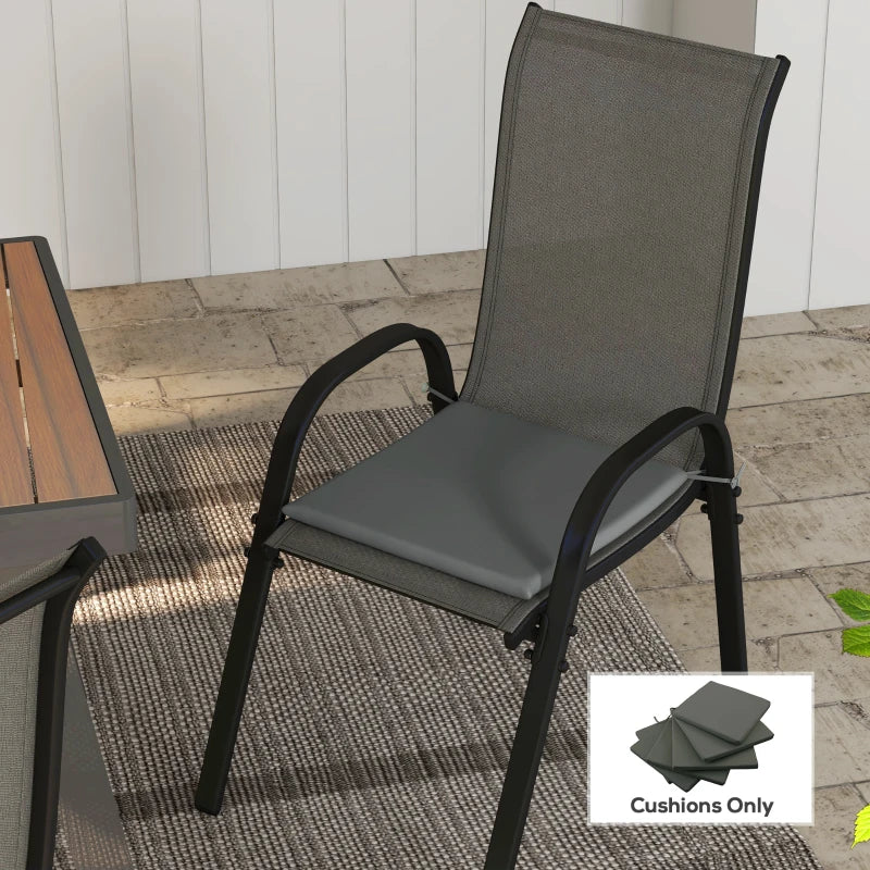 6-Piece Seat Cushion Pillows Replacement, Patio Chair Cushions Set with Ties for Indoor Outdoor, Charcoal Grey