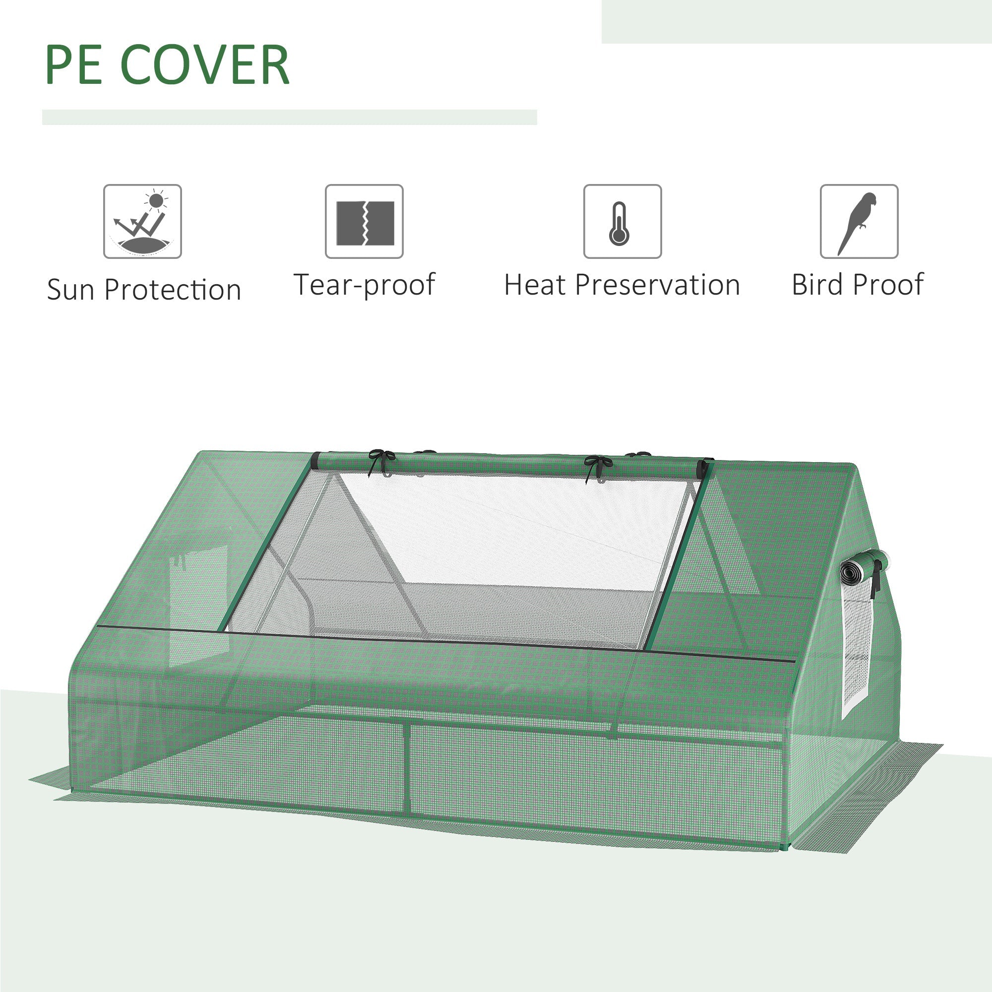 Outsunny Mini Portable Grow Chamber: 71" x 55" x 32" Hot House for Plants with 2 Large Windows Ground Nails, Outdoor Indoor 