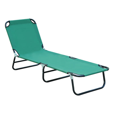Outsunny Portable Folding Beach Lounge Chair, Reclining Patio Sun Lounger Bed, Green - Ideal for Camping & Garden 
