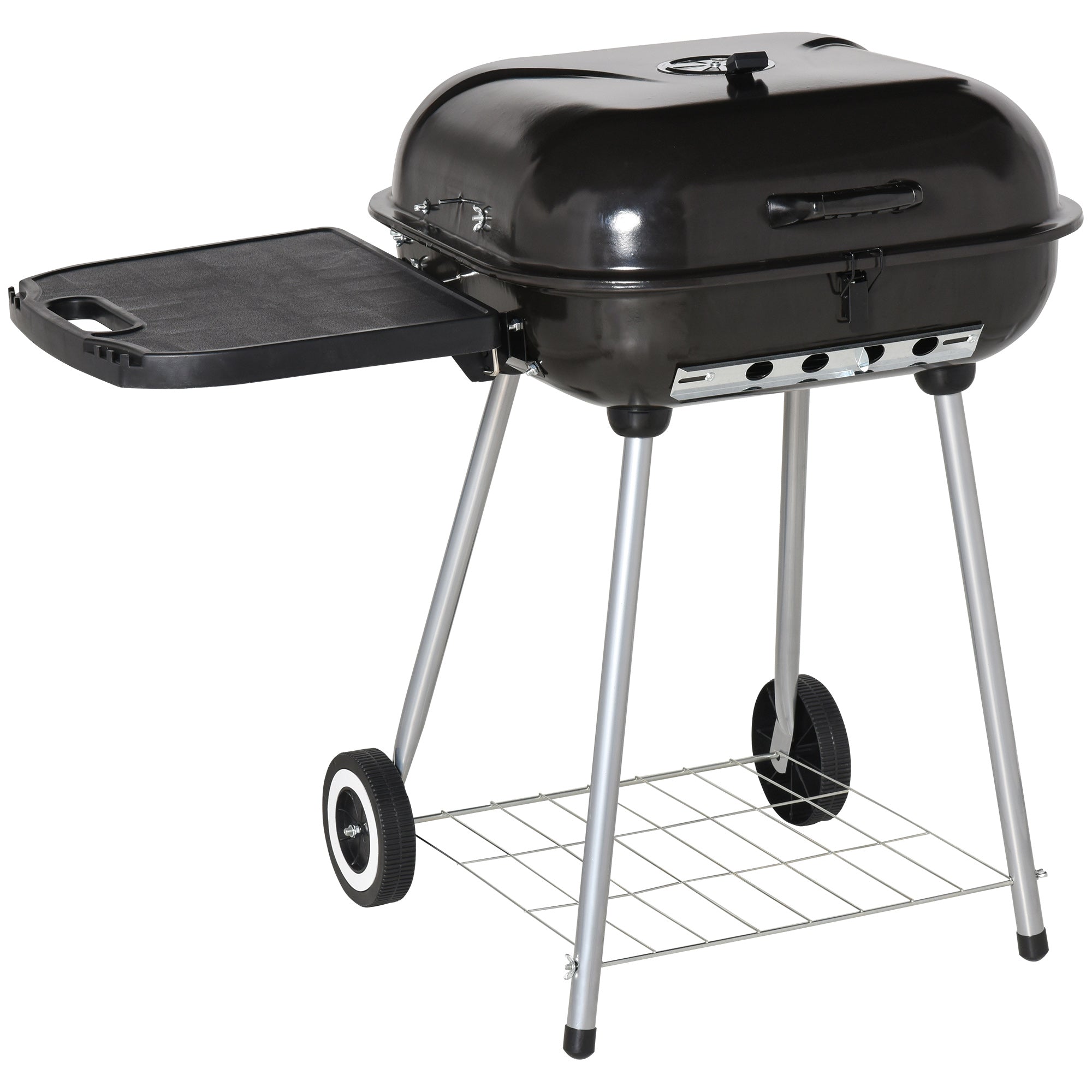 Outsunny Charcoal Grill 22" Portable Steel Outdoor BBQ Picnic Smoker Heat Control Black 