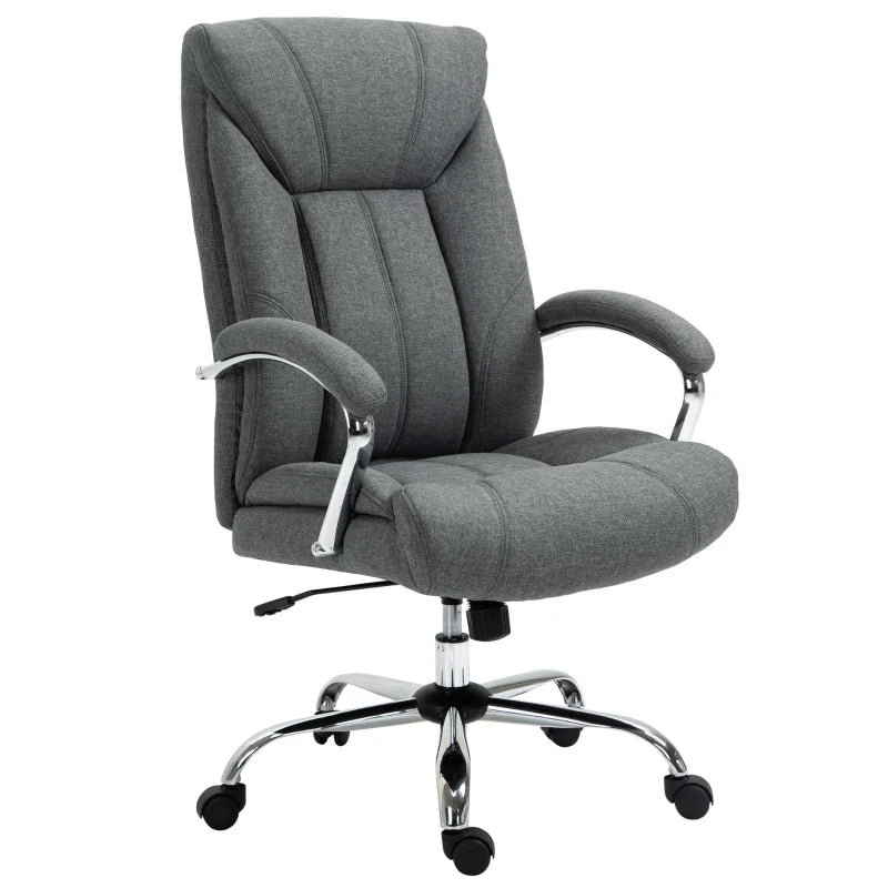 High Back Swivel Office Chair Task Ergonomic Linen Fabric Computer Chair, with Arm, Adjustable Height, Grey