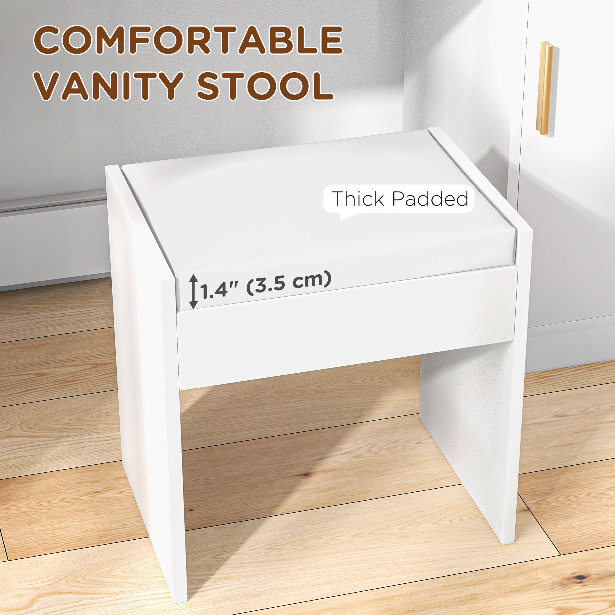HOMCOM Illuminated Dressing Table Set, LED Vanity Table Set with Stool, LED Mirror, Drawer and Cabinet Shelves for Bedroom 