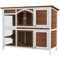 Two-Tier Wooden Rabbit Hutch with Openable Roof, Slide-Out Tray