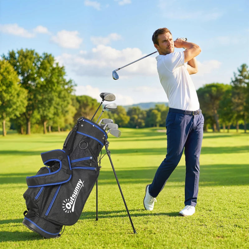 Ultra-Lightweight Golf Stand Bag with 6-Way Dividers and Cooler Pocket, All-Weather Men's Golf Bag, Blue