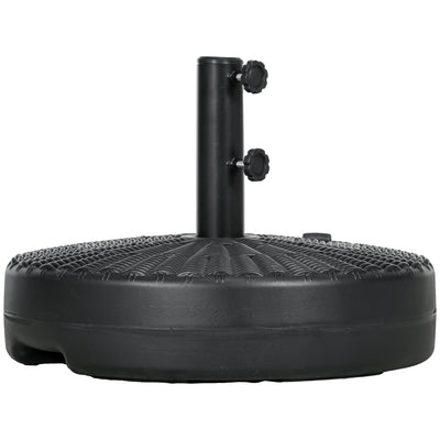 Outsunny Sturdy Stability: Round Umbrella Base Heavy Duty Fillable Stand for Patio Outdoor Steel Pole Holder, Black Finish 