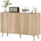 HOMCOM Buffet Cabinet with Storage Modern Fluted Sideboard with Adjustable Shelves Wood Legs for Dining Room Living Room Oak