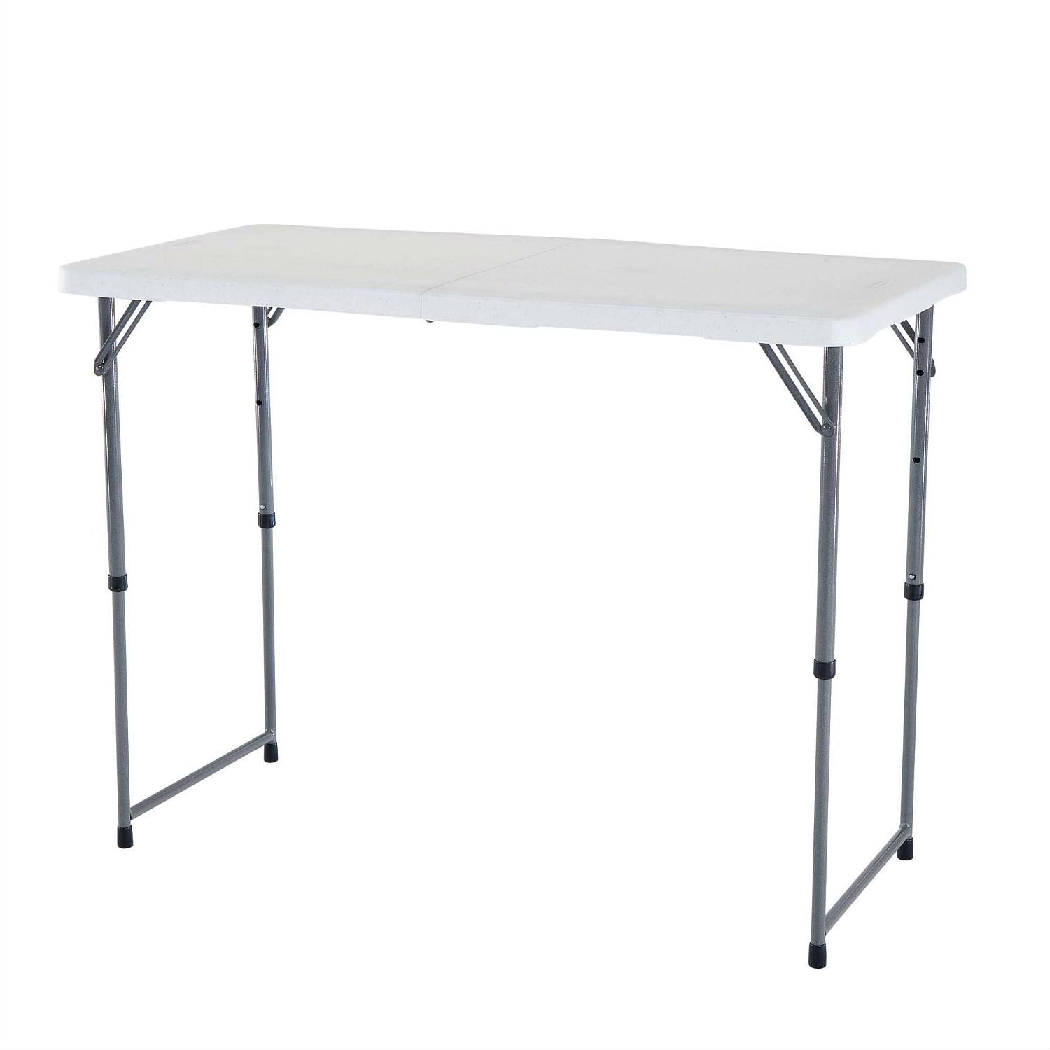 Adjustable Height White HDPE Folding Table with Powder Coated Steel Frame - Free Shipping 