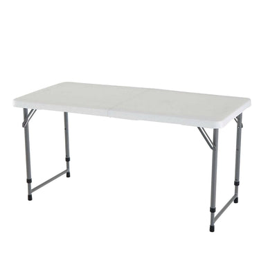Adjustable Height White HDPE Folding Table with Powder Coated Steel Frame - Free Shipping 