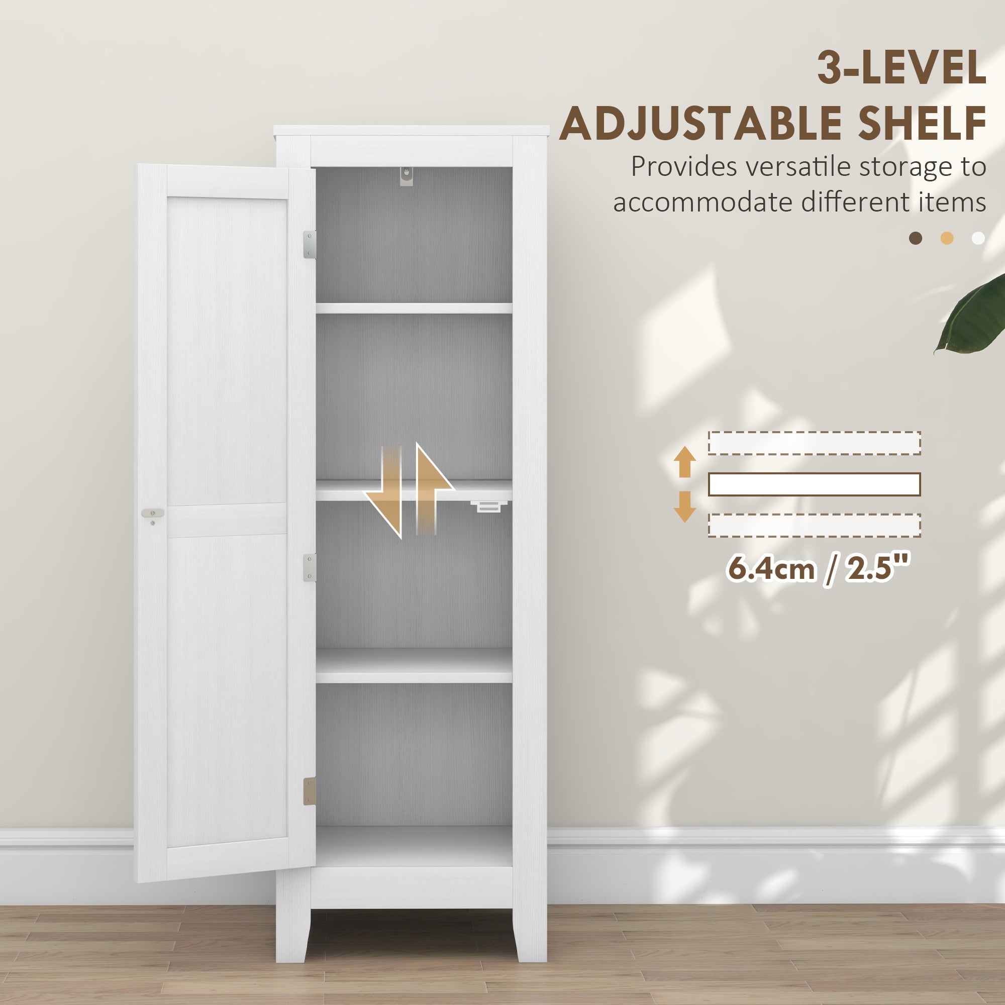 HOMCOM Modern Kitchen Pantry Small Storage Cabinet Adjustable Shelf Door Shelves White 