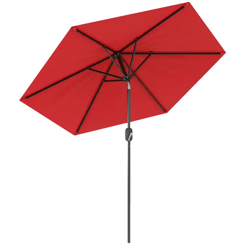 Patio Sun Umbrella, Outdoor Parasol with 6 Ribs, Wine Red