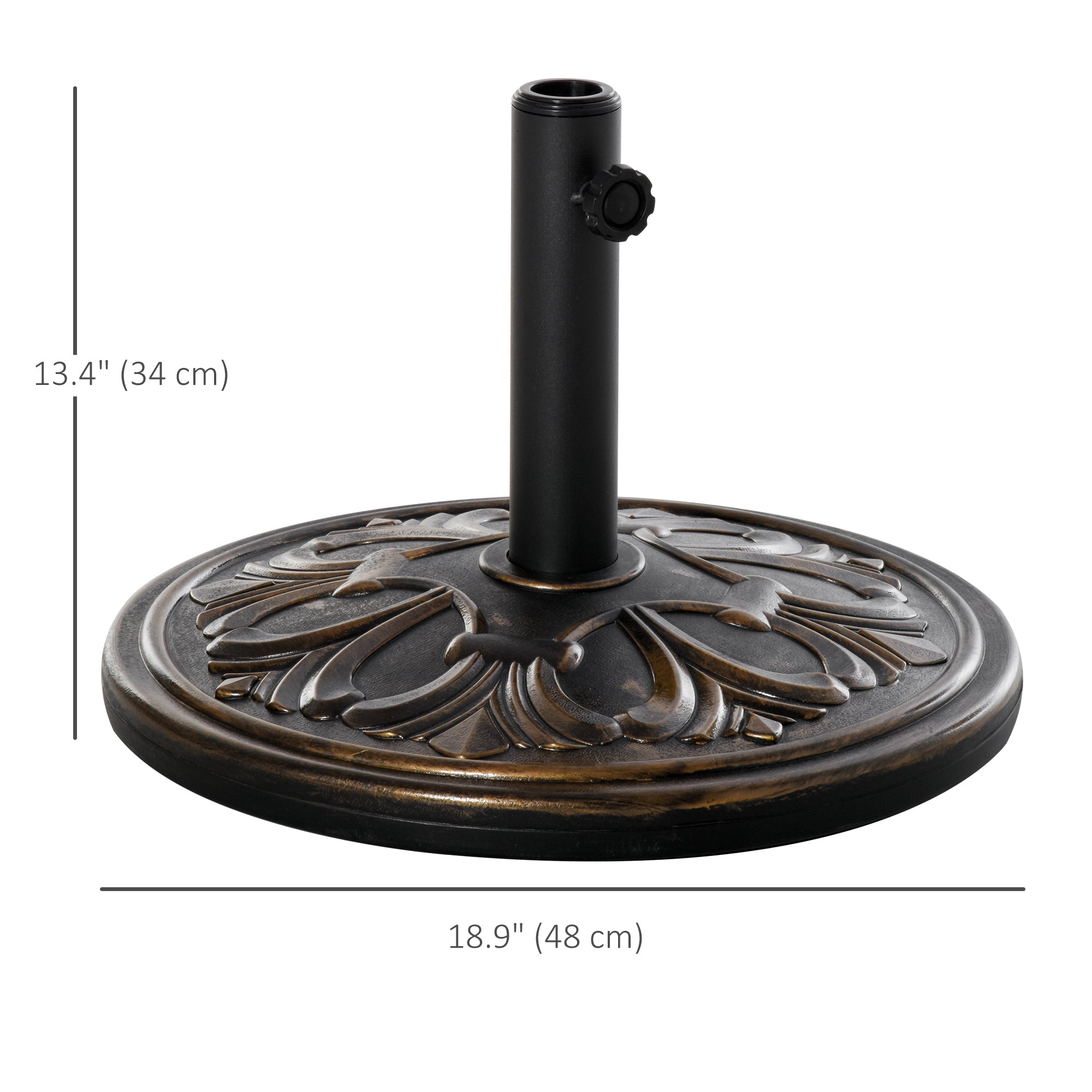 Outsunny Umbrella Base: 29lb Heavy Duty Round Concrete Parasol Stand for Outdoor Patio Garden Bronze 