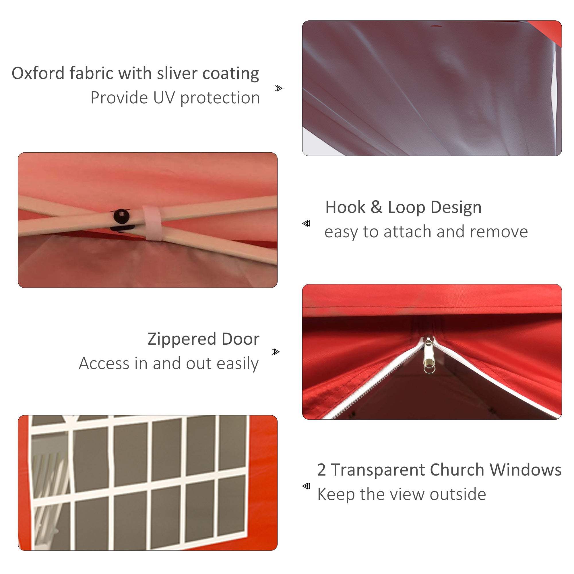 Outsunny 10' x 10' Pop Up Canopy Tent, Instant Shelter Tent with Sidewalls, Windows, Roller Bag and Sand Bags for Garden, Patio, Red 