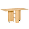 HOMCOM Foldable Drop Leaf Side Table Console Writing Desk with Storage Shelves 2 Wheels for Kitchen Teak Finish