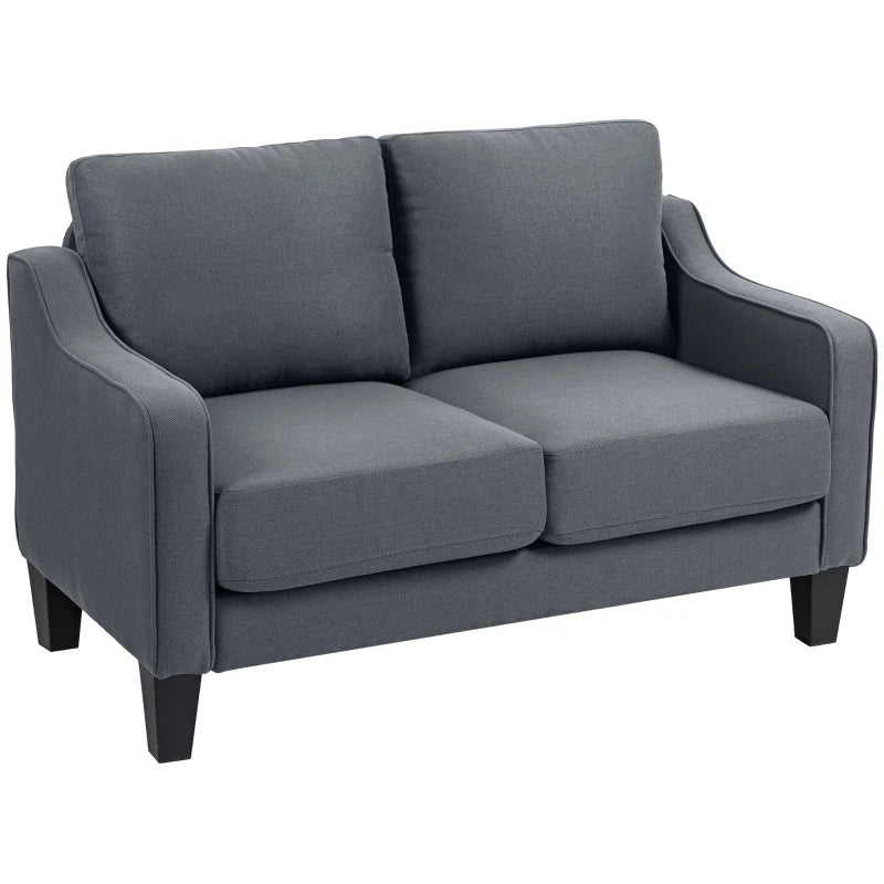 Loveseat Sofa, Modern Couch with Pocket Spring, Linen Upholstered, Thick Padded, Charcoal Grey