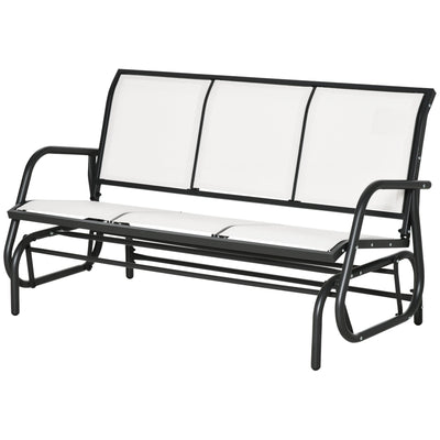 Outsunny 3-Seat Outdoor Glider Chair, Patio Rocking Chair, Steel Frame, Sling Fabric Seat for Garden, Backyard, Lawn, Cream 