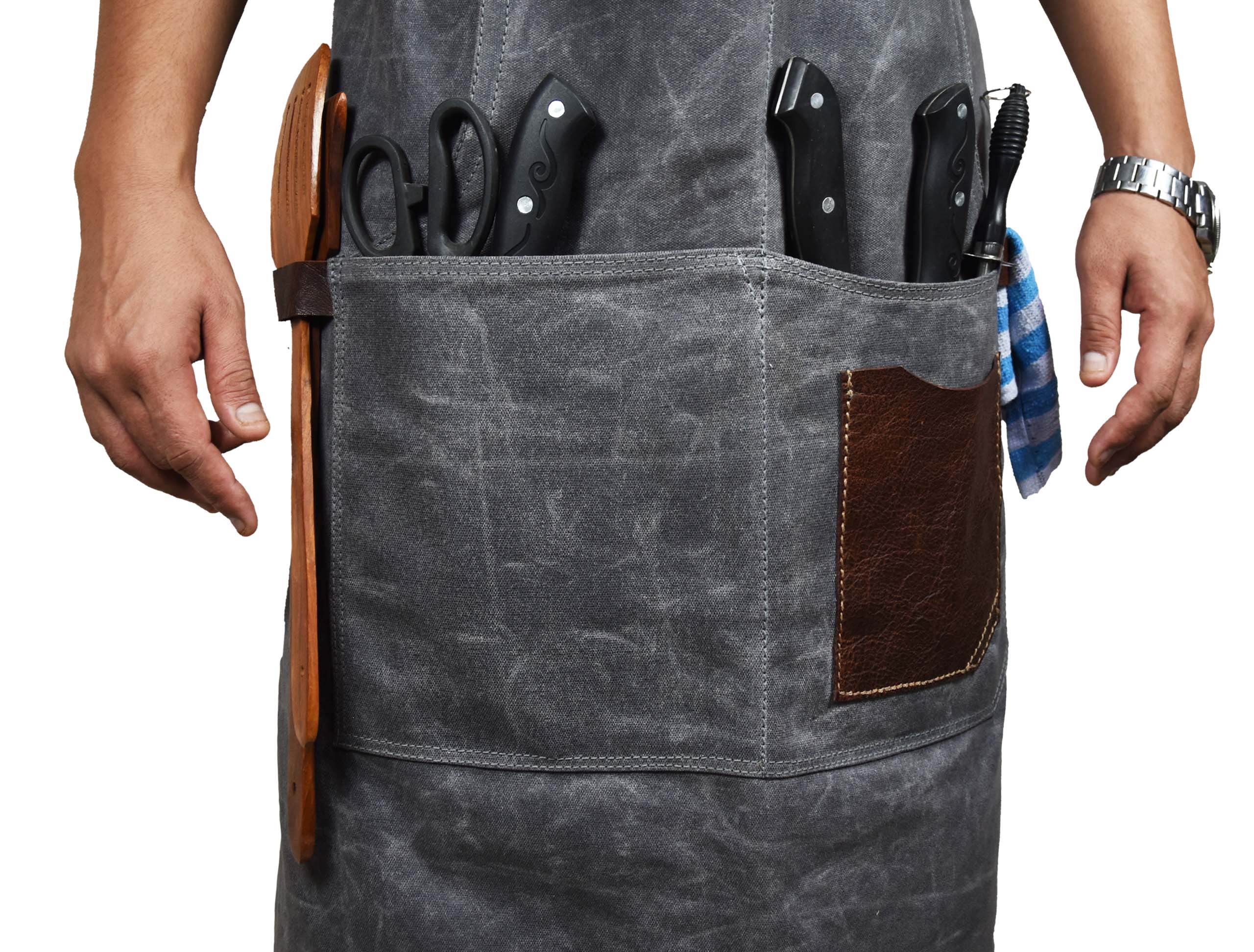 Fremont Leather Canvas Utility Apron for Work & Craft
