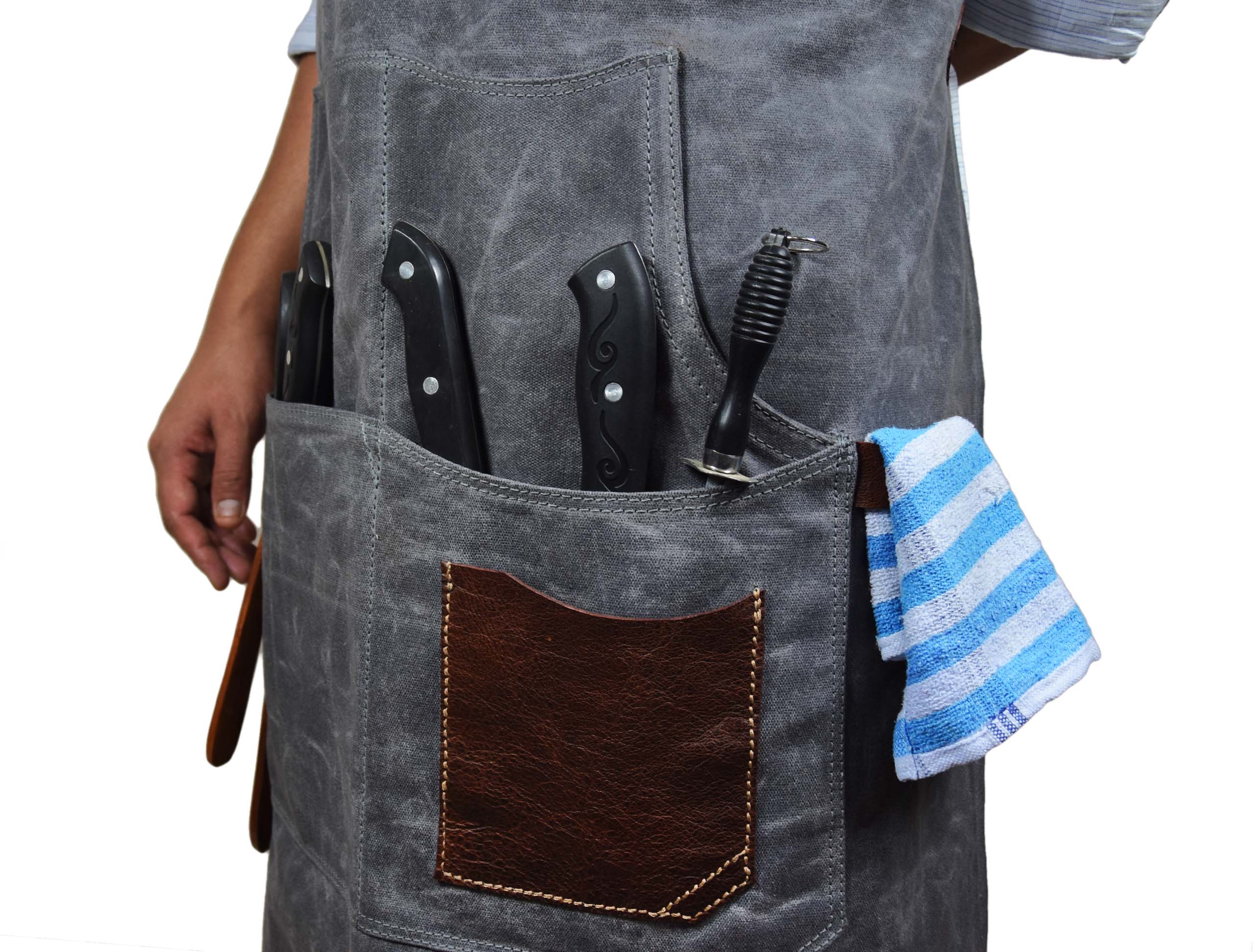 Fremont Leather Canvas Utility Apron for Work & Craft