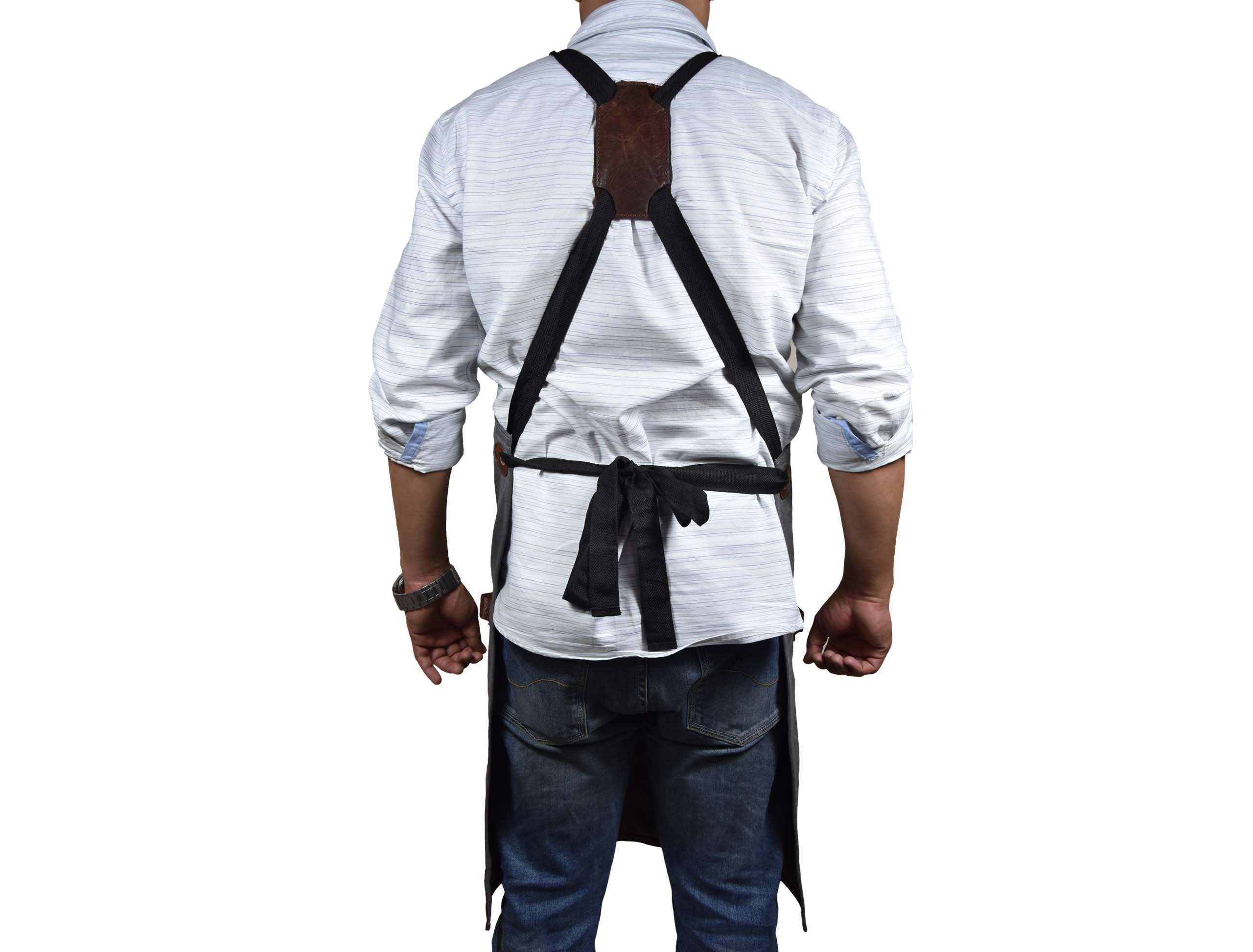 Fremont Leather Canvas Utility Apron for Work & Craft