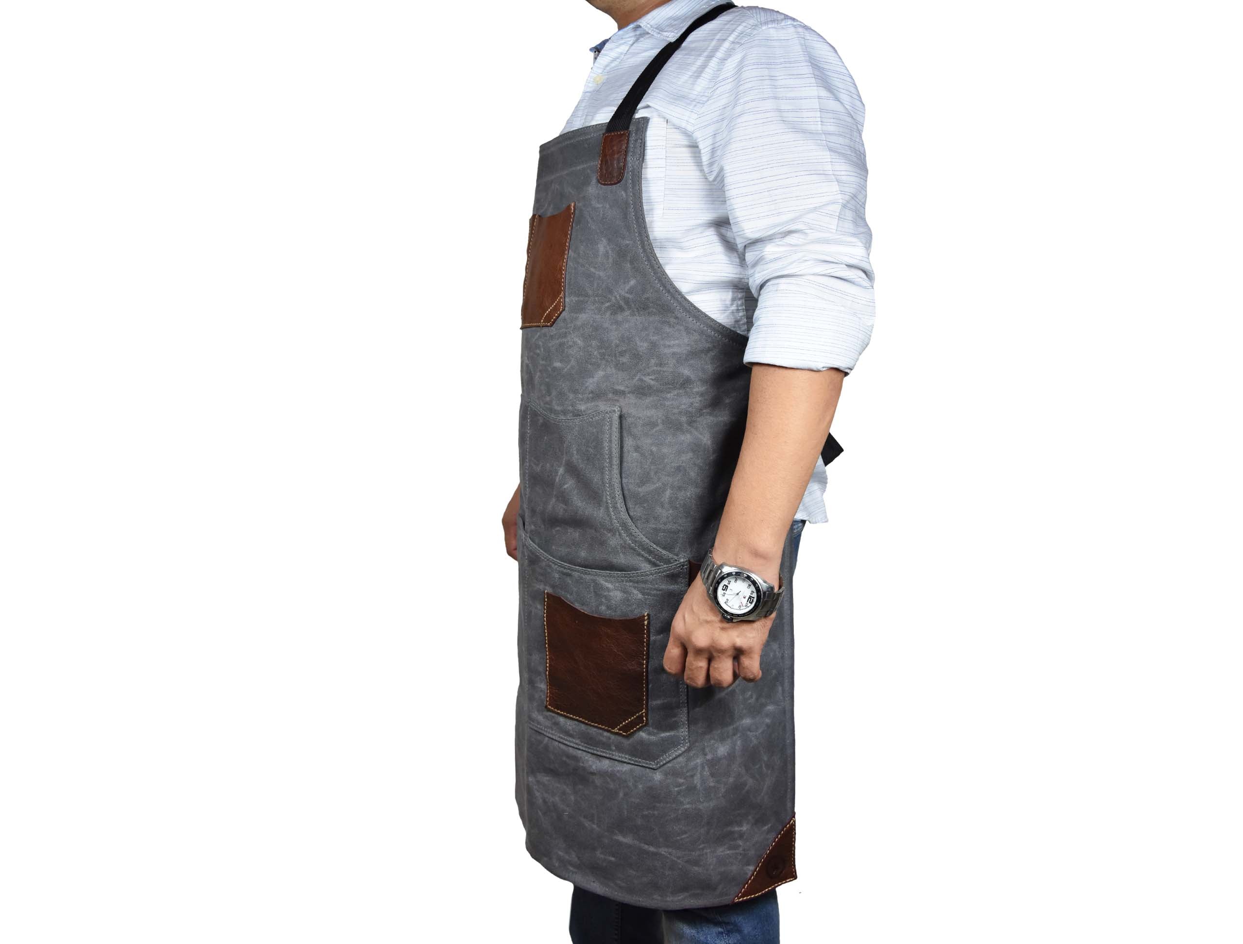 Fremont Leather Canvas Utility Apron for Work & Craft