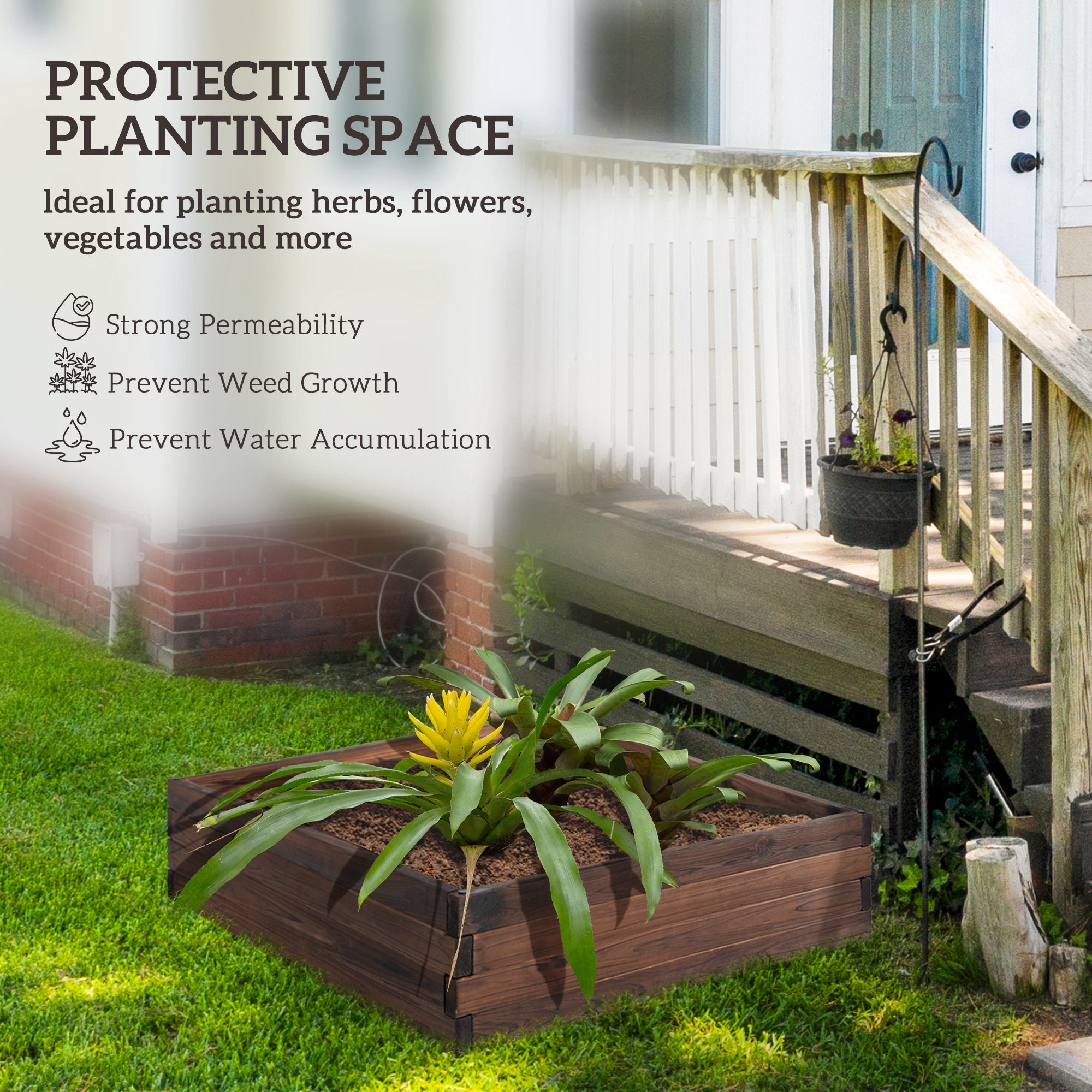 Outsunny Wooden Raised Garden Planter Box: Outdoor Patio Grow Containers for Plants, Flowers & Veggies 