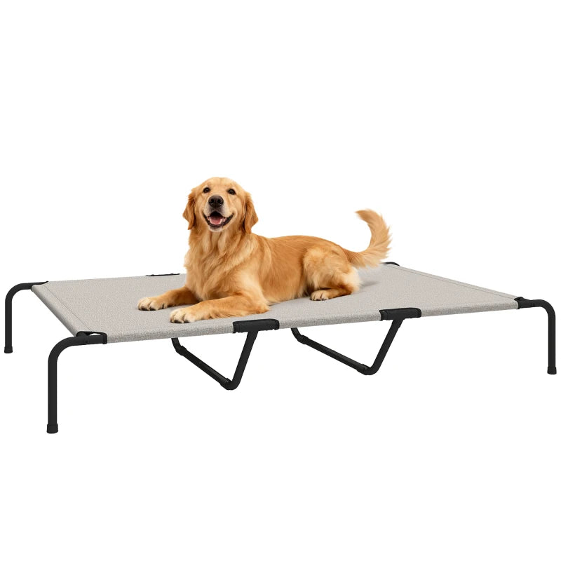 Elevated Dog Bed, Outdoor Dog Cot, Raised Dog Bed for Large Dogs with Breathable Mesh, Beige
