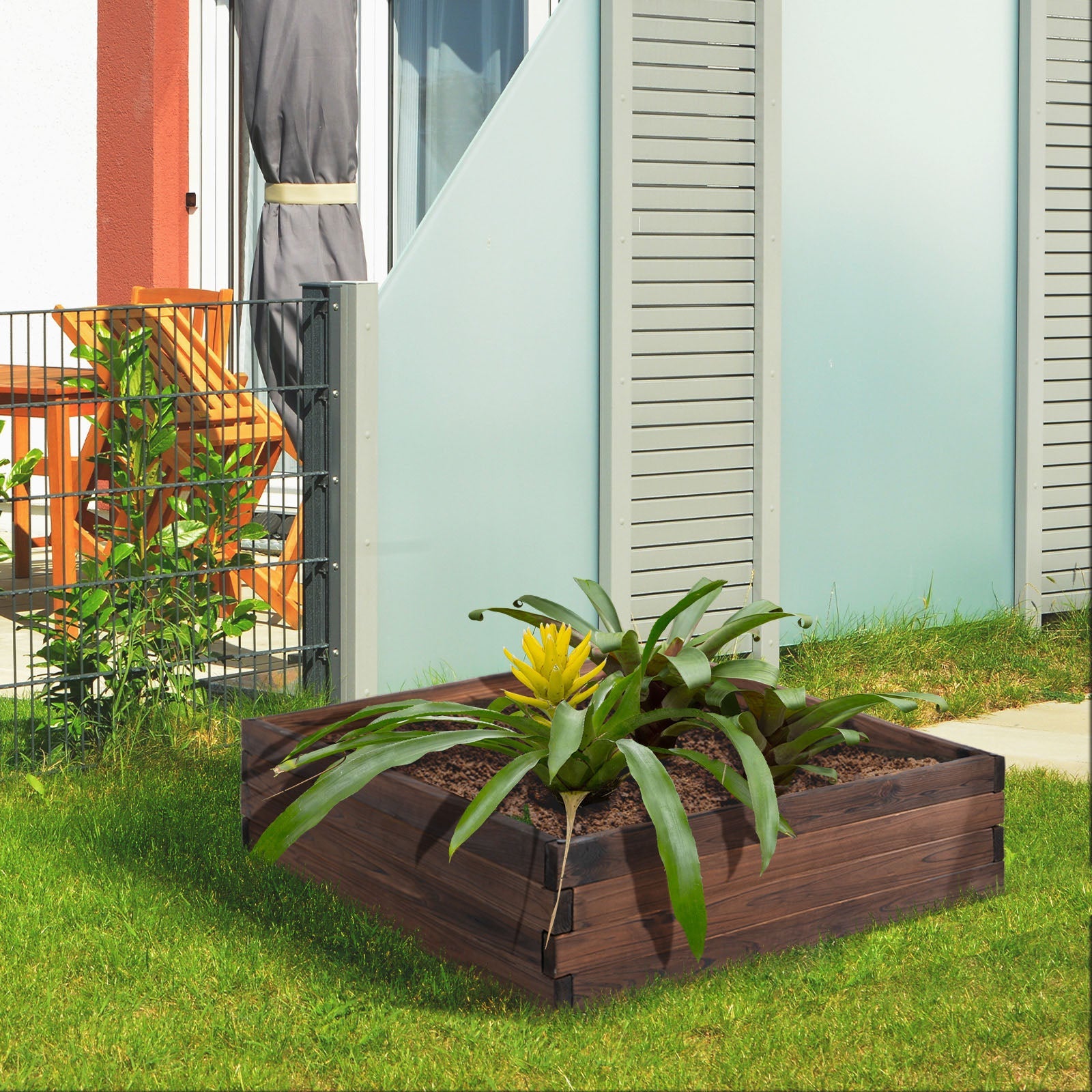 Outsunny Wooden Raised Garden Planter Box: Outdoor Patio Grow Containers for Plants, Flowers & Veggies 
