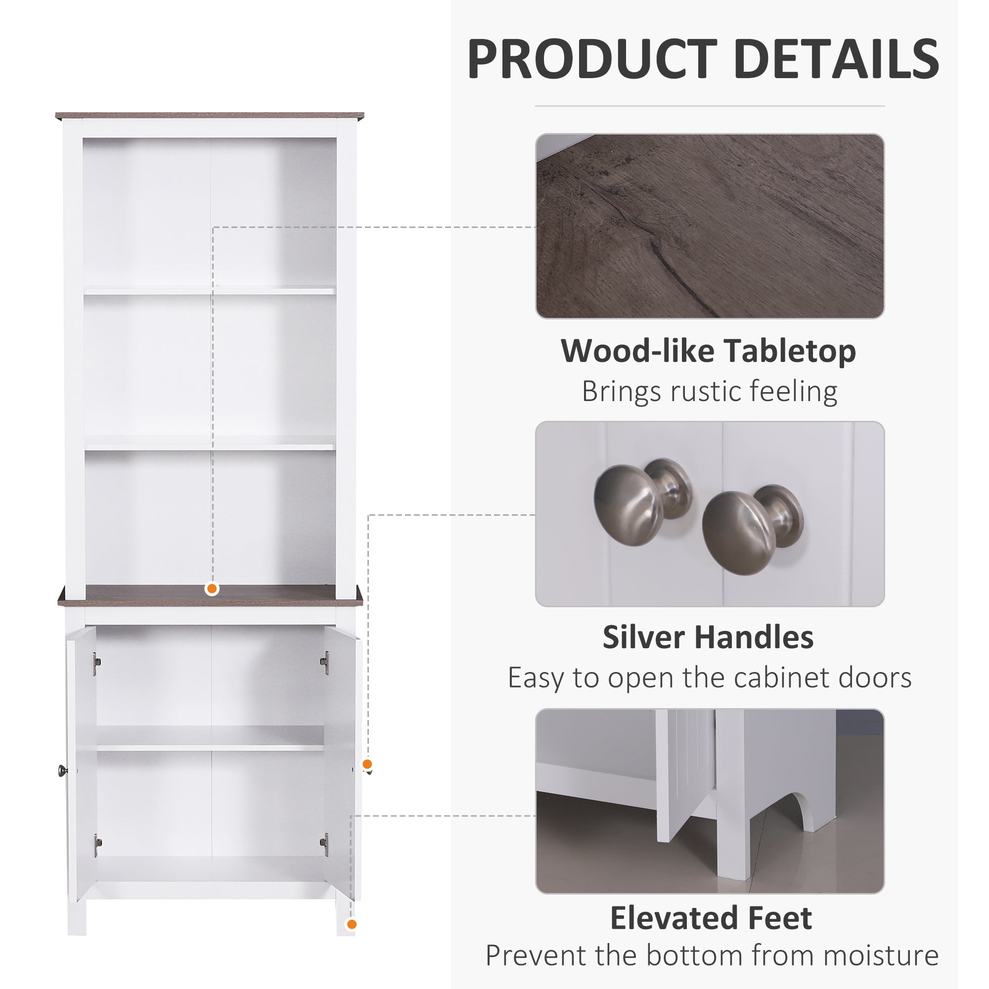 HOMCOM Vertical Storage Marvel: 69" Freestanding Linen Tower Cabinet with Double Door Shelves for Kitchen, Buffet, Bookcase 